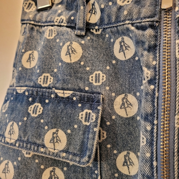 Sailor Moon x Maje - Jimoon Monogram-Print High-Waisted Denim Mini Skirt - 25" - Picture 6 of 7